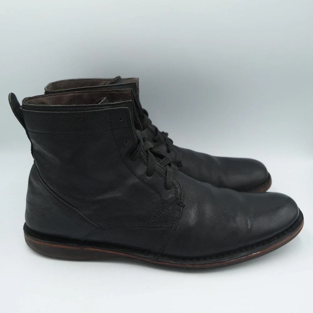 John Varvatos USA Mens Black Leather Lace Up Ankle Boots Made in USA Size 10M